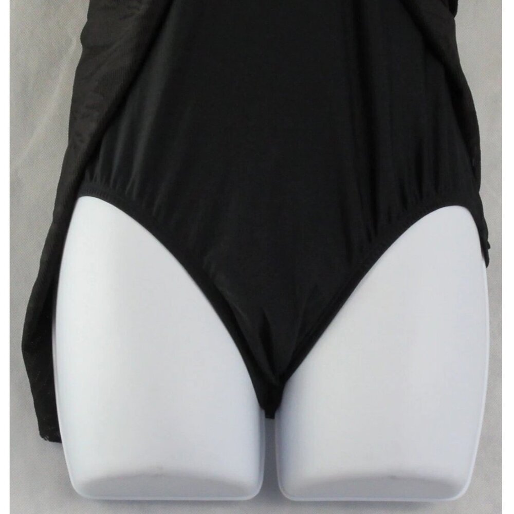 Swim Solutions Women's Tummy-Control One-Piece Swim Dress Swimsuit, Black, 10 - Picture 3 of 3